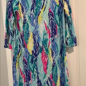 Lilly Pulitzer Sophie Dress Light as a Feather Blue Pink Green Size Medium.
